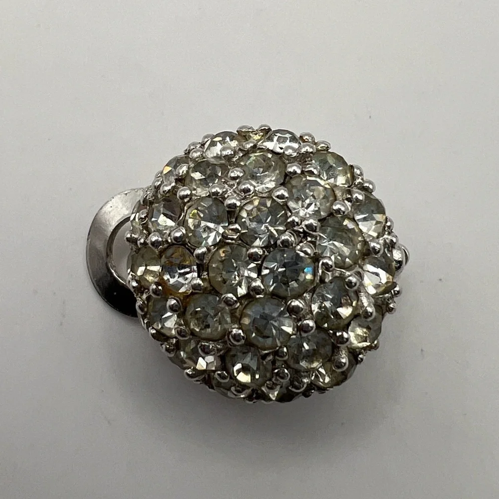 Single earring Pennino Pave round domed Bridal Engagement Clip on Earring